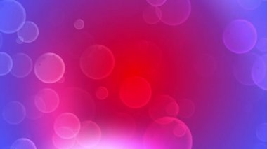 Çoklu saydam beyaz baloncukların hipnotik hareketinin animasyonu ve odak dışı parlak pembe, mor ve mavi noktalar kusursuz döngü içinde hareket ediyor..