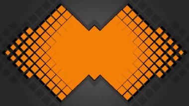 Gradyan gri arkaplan üzerinde siyah haçlar olan turuncu ve siyah soyut desenlerin animasyonu.