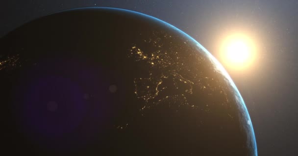 Animation Terre Vue Espace Globe Tourne Sur Boucle Transparente Vue — Video