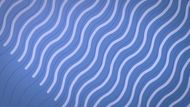 青いグラデーションの背景にある催眠動作の中でシームレスなループに動く白い波の複数の行のアニメーション — ストック動画
