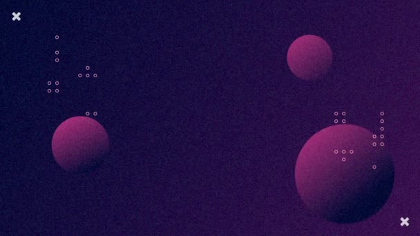 Animación Esferas Color Púrpura Degradado Con Marcadores Escaneo Procesamiento Datos — Vídeos de Stock