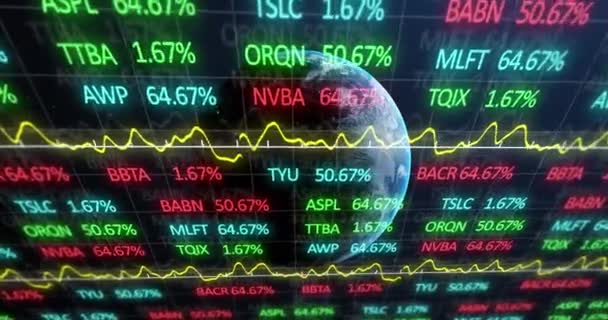 Animación Exhibición Del Mercado Valores Con Números Gráficos Del Mercado — Vídeos de Stock