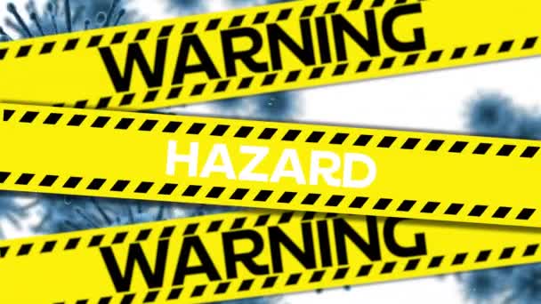 Animation Der Wörter Hazard Warning Schwarz Weißen Buchstaben Auf Gelbem — Stockvideo