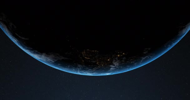 Animation Jorden Sett Från Rymden Världen Snurrar Sömlös Loop Satellitvy — Stockvideo