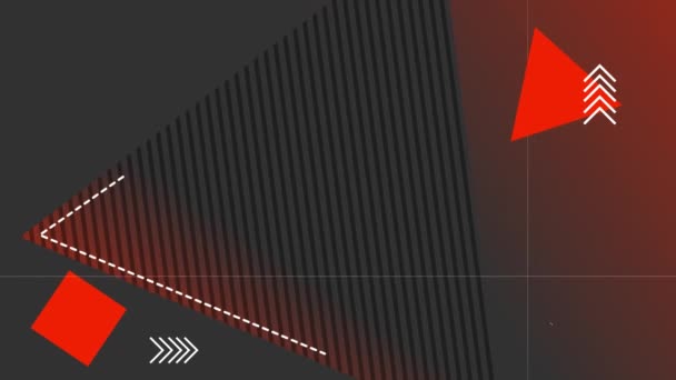 Animation Red Triangle Square Black White Lines Moving Gradient Red — Stock Video