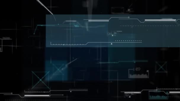 Анимация Движущихся Маркеров Обработки Данных Сканирования Мерцания Быстром Движении Черном — стоковое видео