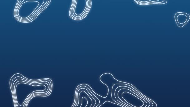 Анімація Переміщення Білих Тонких Ліній Цифровій Топографічній Карті Синьому Фоні — стокове відео