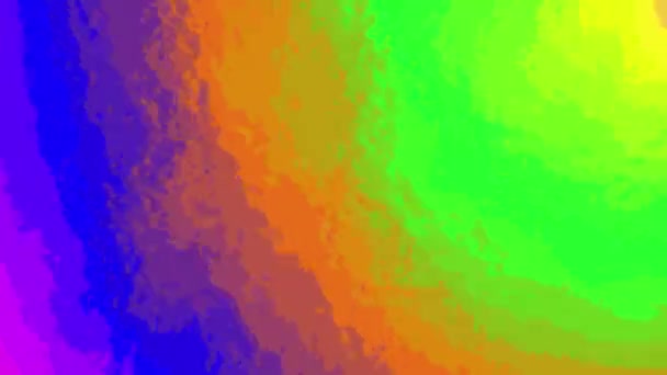 Animation d'un mouvement rétro hypnotique de multiples éclaboussures de peinture jaune arc-en-ciel, rouge, bleu et rose fluides en boucle sans couture en répétition . 