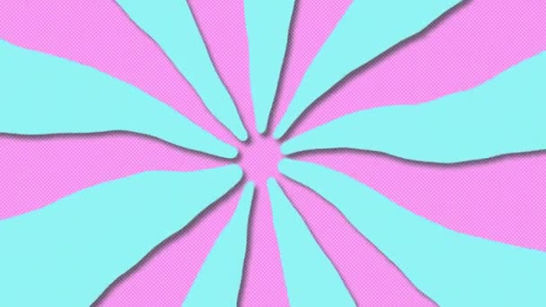 不均一なパステルブルーとピンクのストライプが回転するレトロな催眠動作のアニメーション — ストック動画
