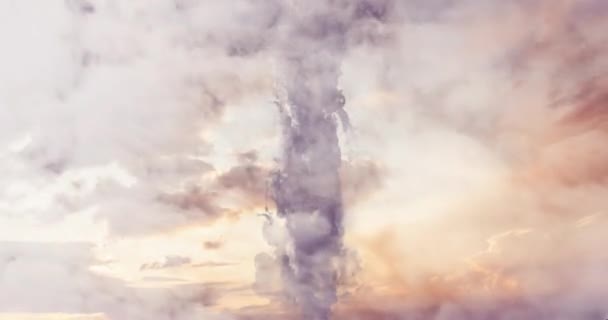 Animação Cruz Cristã Chamas Fogo Sobre Nuvens Que Movem Movimento — Vídeo de Stock