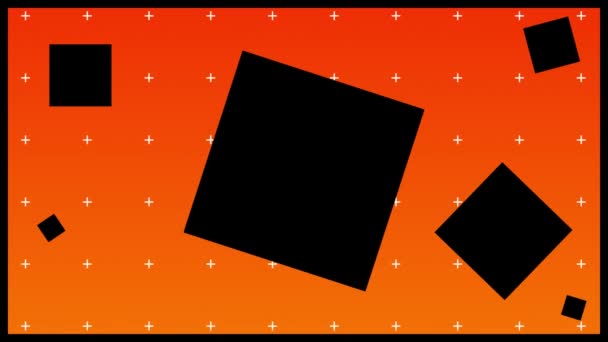 Анімація Чорних Квадратів Ліній Абстрактних Форм Являються Зникають Жовтими Цятками — стокове відео