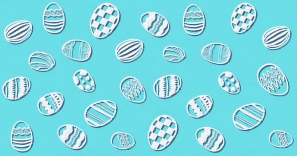 Animação Várias Linhas Ovos Páscoa Brancos Modelados Que Movem Formação — Vídeo de Stock
