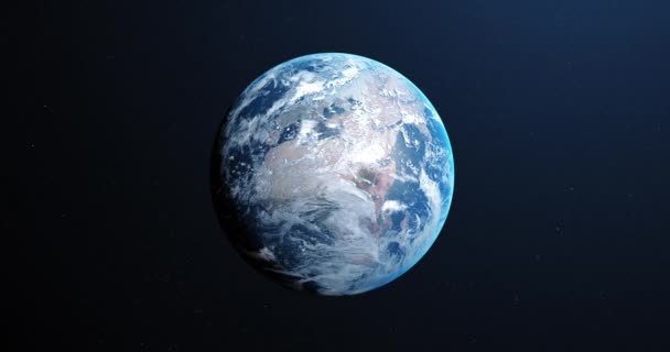Uzaydan Görünen Dünya Nın Animasyonu Karanlık Arka Plandaki Kusursuz Uydu — Stok video