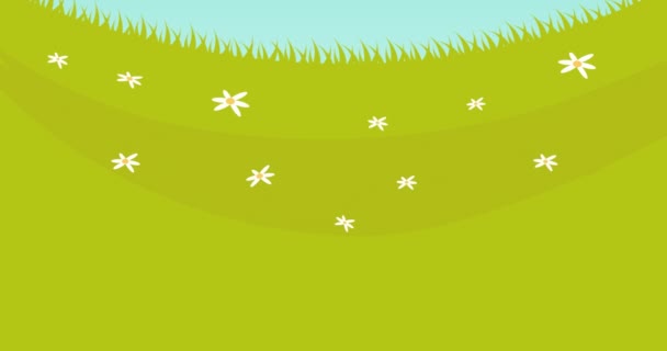 Анимация Нескольких Пасхальных Узоров Окрашенных Яиц Птиц Бабочек Весенней Сельской — стоковое видео