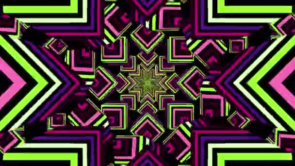 Animation Purple Green Pink Star Abstract Shapes Pulsating Seamless Loop — Stockvideo