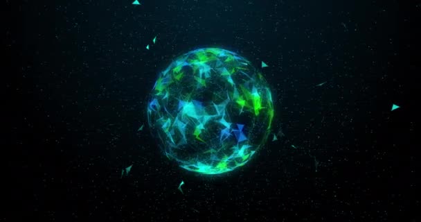 Animación Movimiento Azul Globo Verde Estructura Del Plexo Girando Con — Vídeos de Stock