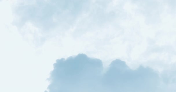 青い空を飛ぶふわふわの白い雲のアニメーションは 催眠動作でシームレスなループで 天の平和的な時間経過の概念はデジタル画像を生成します — ストック動画