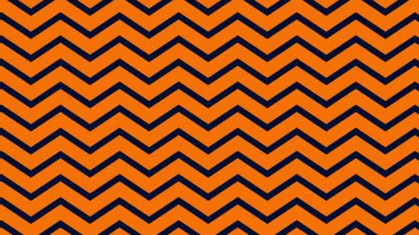 Animatie Van Retro Hypnotische Bewegingen Van Rijen Zwarte Oranje Zigzaglijnen — Stockvideo