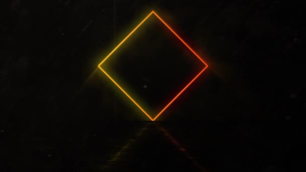 Animace Geometrického Neonu Diamantového Tvaru Zářící Gradient Barevné Tvary Pohybující — Stock video