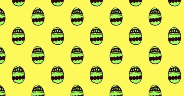 Animation Multiple Rows Patterned Green Black Easter Eggs Moving Formation — Stock Video