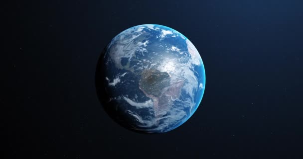 从空间看到的地球动画 地球在黑暗背景下在无缝环路卫星上旋转 — 图库视频影像