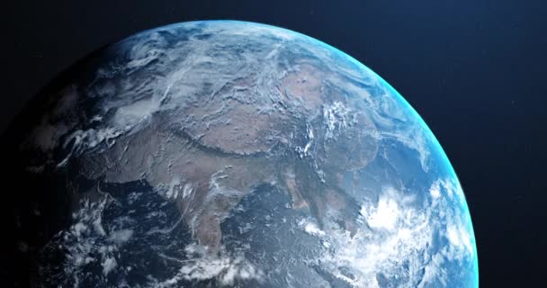 우주에서 지구의 애니메이션 어두운 배경에서 바다없는 위에서 여행의 개념은 디지털로 — 비디오
