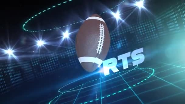 Animering Videospel Skärm Med Ordet Sport Skriven Vitt Med Rugby — Stockvideo