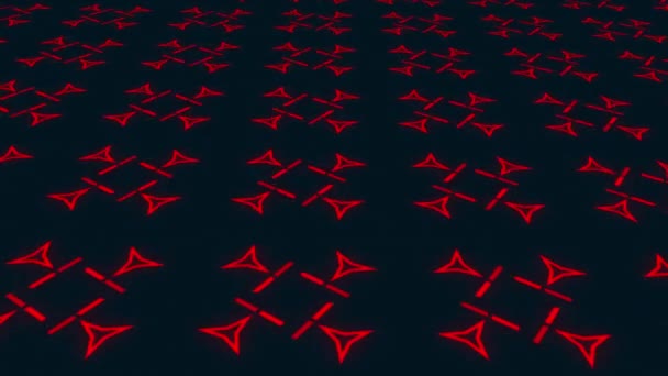 Animación Movimiento Hipnótico Retro Múltiples Filas Líneas Rojas Formas Abstractas — Vídeo de stock