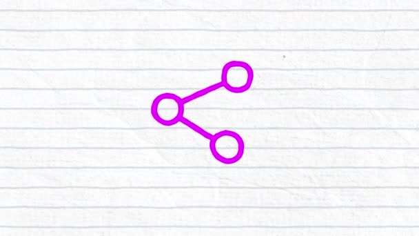 Animação Mão Ícone Compartilhamento Delineado Roxo Desenhado Com Marcador Papel — Vídeo de Stock