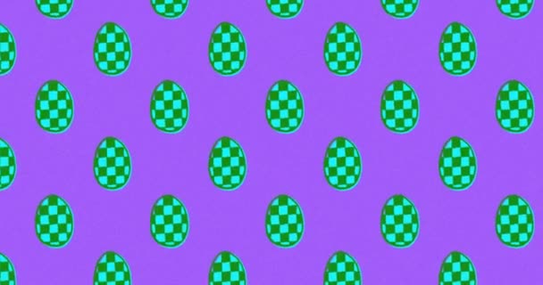 Animation Multiple Rows Patterned Green Easter Eggs Moving Formation Seamless — Stock Video