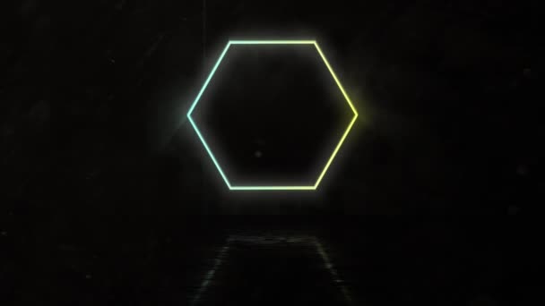 Animation Hexagon Geometric Neon Glowing Gradient Colour Shapes Moving Repetition — Stock Video