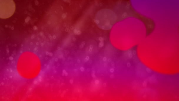 光和白粒子在粉红发光背景上多个非聚焦粉红点的动画化 — 图库视频影像