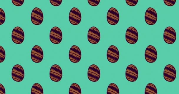 Kahverengi Paskalya Yumurtalarının Birçok Sıra Halinde Yeşil Arka Planda Düzgün — Stok video