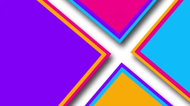 四个明亮色彩的紫色 黄色和粉色块移动到中间并在白色背景上分离的动画 — 图库视频影像