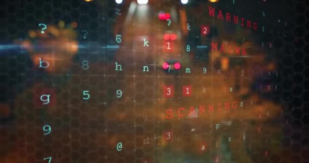 Animatie Van Computer Interface Online Veiligheid Met Woorden Waarschuwing Cybercrime — Stockvideo