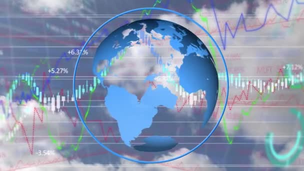 Animación Exhibición Del Mercado Valores Con Números Gráficos Precio Subiendo — Vídeos de Stock