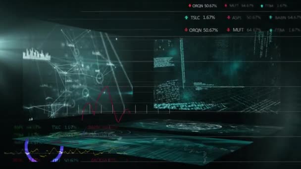 Animação Exibição Mercado Ações Com Números Gráficos Preço Subindo Descendo — Vídeo de Stock