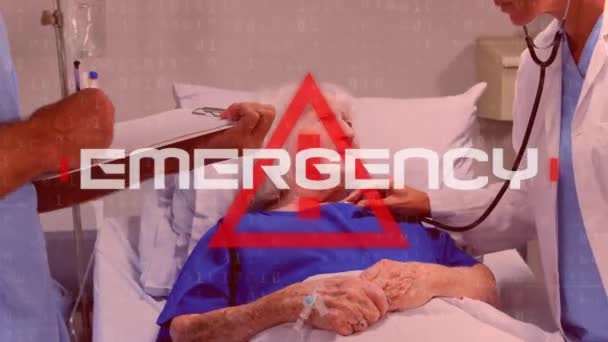 Animation Της Λέξης Emergency Γραμμένο Λευκό Πάνω Από Κόκκινο Τρίγωνο — Αρχείο Βίντεο