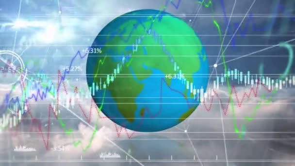 Animation Stock Market Display Numbers Graphs Price Going Stock Exchange — Stock Video