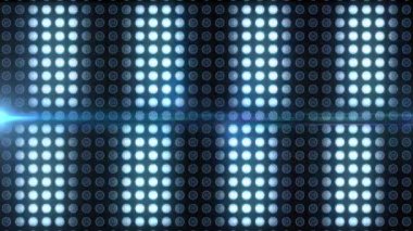 Dijital ekranın ışıldayan mavi noktalarının animasyonu siyah arkaplanda pürüzsüz bir döngü içinde hareket ediyor. 