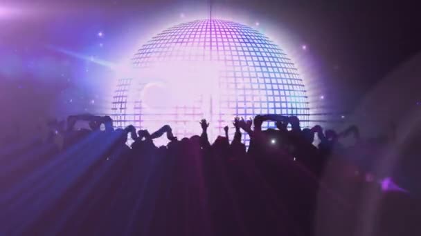 Animazione Specchi Disco Ball Spinning Riflettori Colorati Che Muovono Concerto — Video Stock