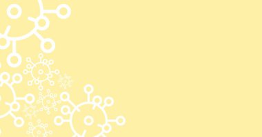 Soluk sarı arkaplana yayılan Coronavirus Covid 19 'un makro hücrelerinin dijital çizimi. Temizlik önlemi hijyen Coronavirus Covid-19 pandemik konsept dijital olarak oluşturuldu.