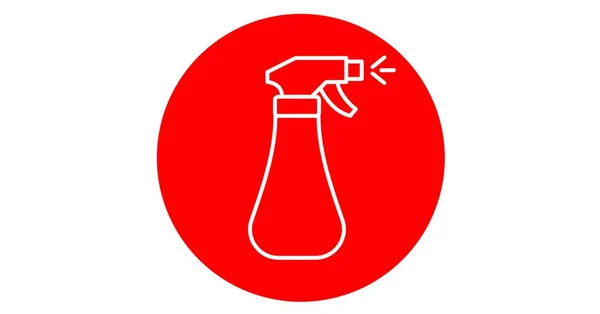 Digital Illustration White Outline Disinfectant Spray Red Circle White Background — Stock Photo, Image