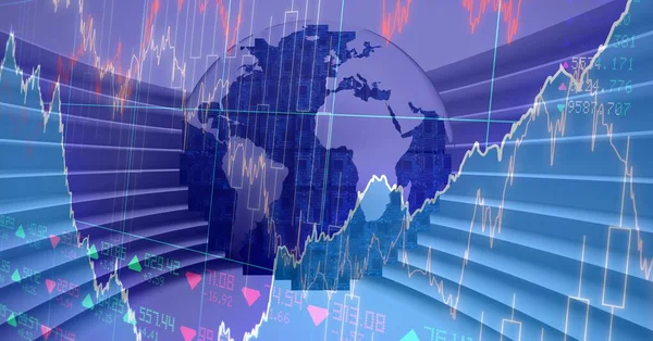Digitale Illustratie Van Aarde Gegevensverwerking Statistieken Achtergrond Wereldwijde Handel Distributie — Stockfoto