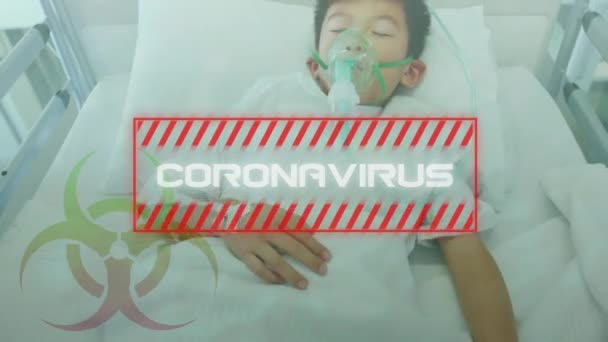 Animering Ordet Coronavirus Skrivet Med Vita Bokstäver Röd Ram Över — Stockvideo