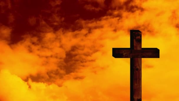 Animation Christian Cross Orange Yellow Clouds Sky Moving Fast Motion ⬇