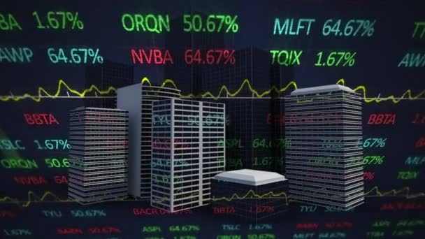 Animação Exibição Mercado Ações Com Números Gráficos Preço Subindo Descendo — Vídeo de Stock