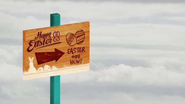 Animation Handwritten Words Happy Easter Easter Egg Hunt Arrow Eggs — Stock Video
