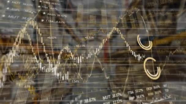 Animación Exhibición Del Mercado Valores Con Números Gráficos Precio Subiendo — Vídeos de Stock