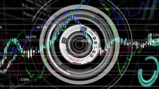 Animering Aktiemarknaden Display Med Siffror Och Diagram Kursen Går Upp — Stockvideo